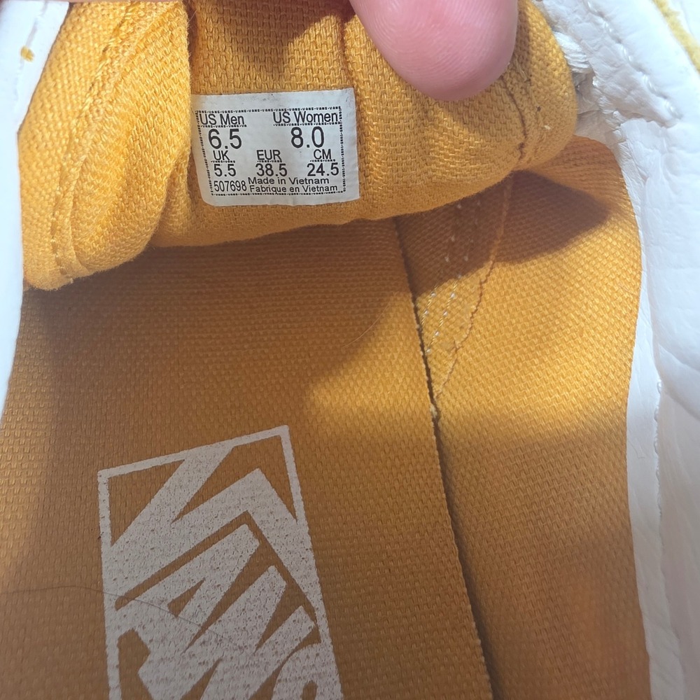 Vans Old Skool Mustard Yellow Suede Floral Bee Checkered Sneakers Womens 8 - Picture 5 of 8